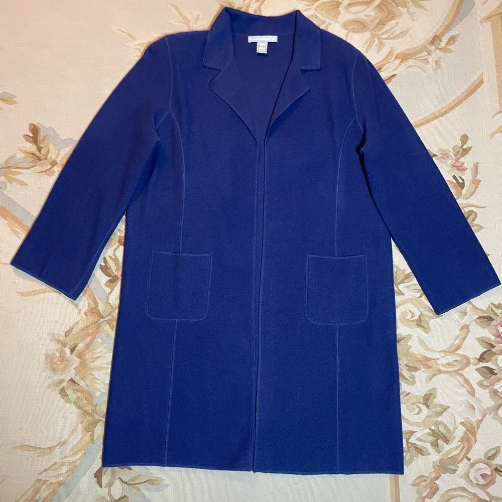 Women's wool indigo Purple Coat - Picture 7 of 8